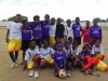 Squadra di calcio dai 10 ai 14 anni con la maglia viola che ha vinto