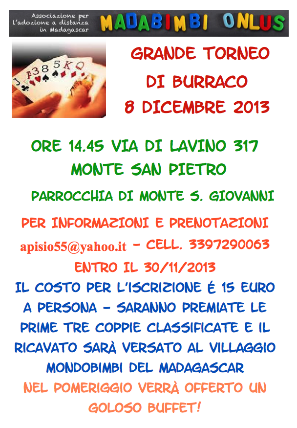 torneo di burraco per beneficenza